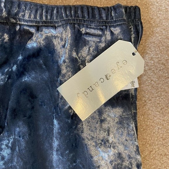 Eye Candy Metallic Iced Velvet Leggings Blue 1X Gold XL and Red 3X Pants - Picture 2 of 6